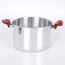 OUBOURSINA Couscoussier Aluminium 6 L 22 Cm avec Poignée PVC-Rouge
