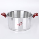 OUBOURSINA Couscoussier Aluminium 6 L 22 Cm avec Poignée PVC-Rouge