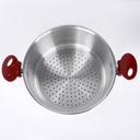 OUBOURSINA Couscoussier Aluminium 6 L 22 Cm avec Poignée PVC-Rouge