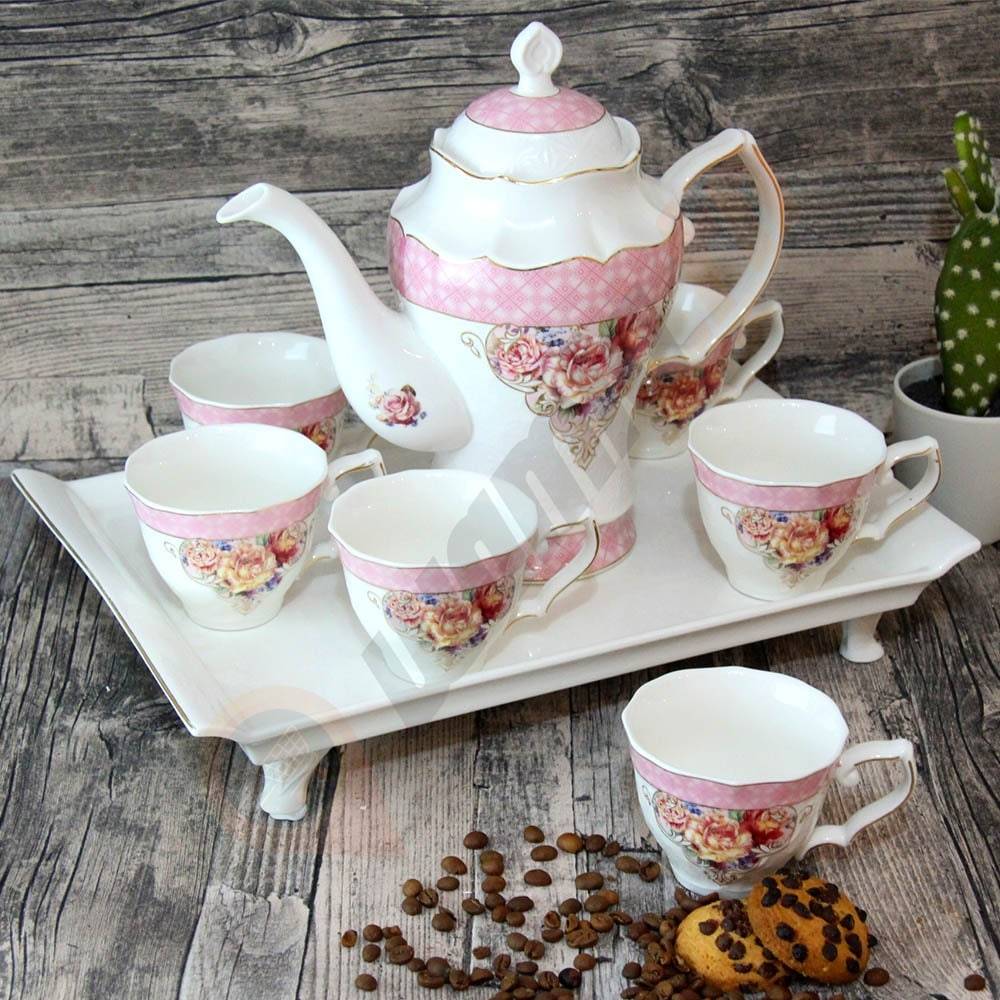 Service café en porcelaine 9 pièces pour 6 personne-0