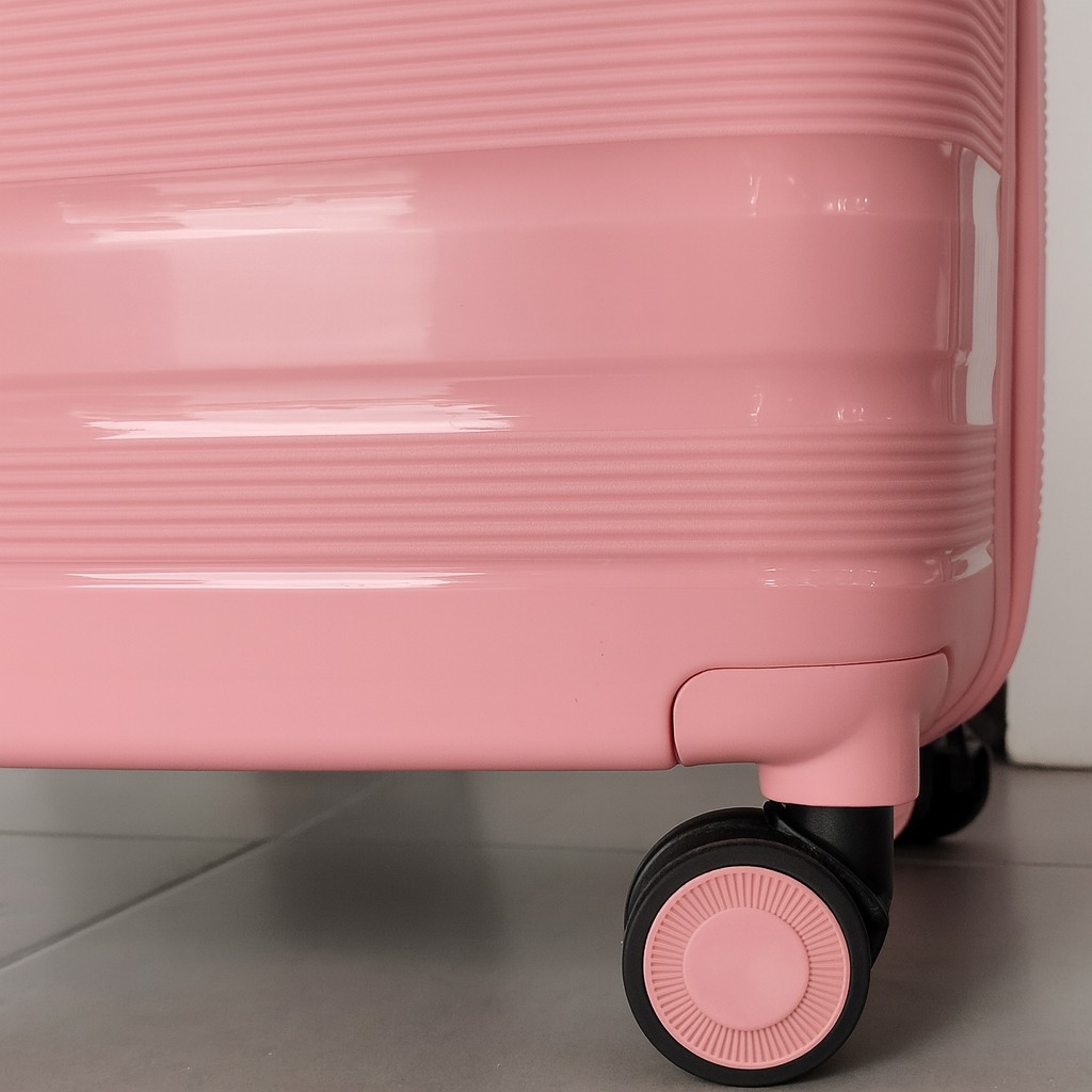 Série de 3 Valises en PP Incassable FENIX Rose Roues Amovibles 360°
