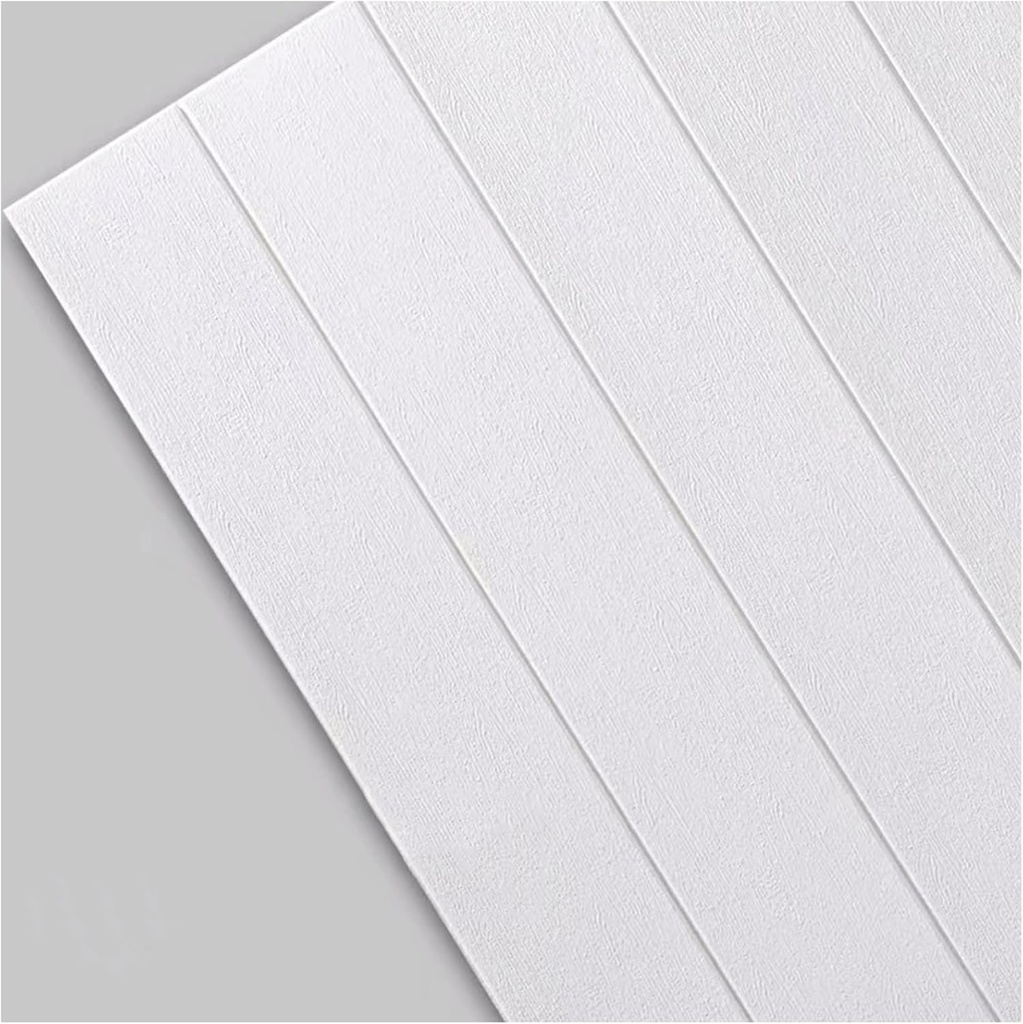 Pack de 10 Panneaux Muraux 3D Adhésifs Anti-Humidité – 77×70 cm – Blanc Motif Rainuré 
