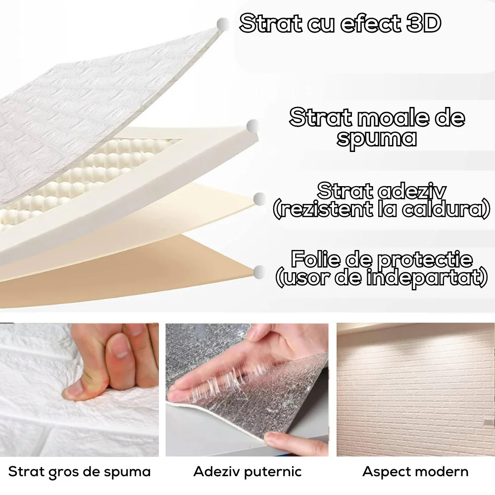 Panneau Mural 3D Adhésif Anti-Humidité – 77×70 cm – Motif Marin