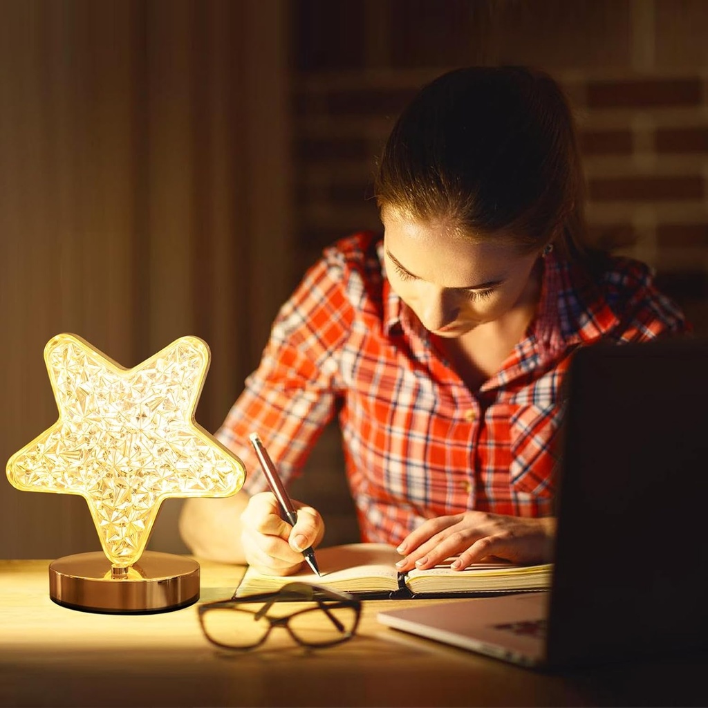 Lampe de Table Rechargeable Forme Étoile – Style Diamant Avec Tactile