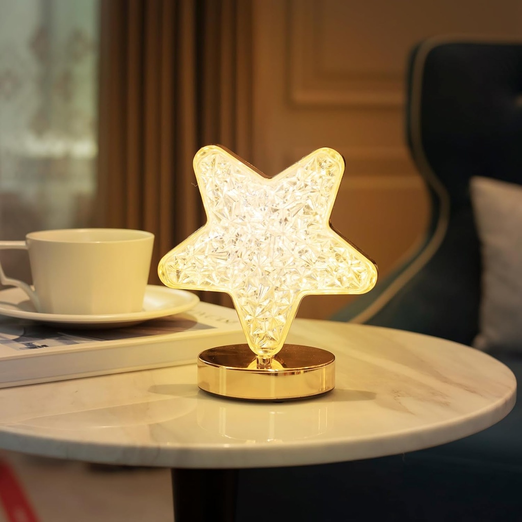 Lampe de Table Rechargeable Forme Étoile – Style Diamant Avec Tactile