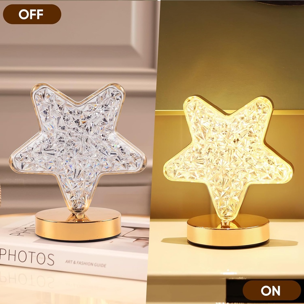 Lampe de Table Rechargeable Forme Étoile – Style Diamant Avec Tactile