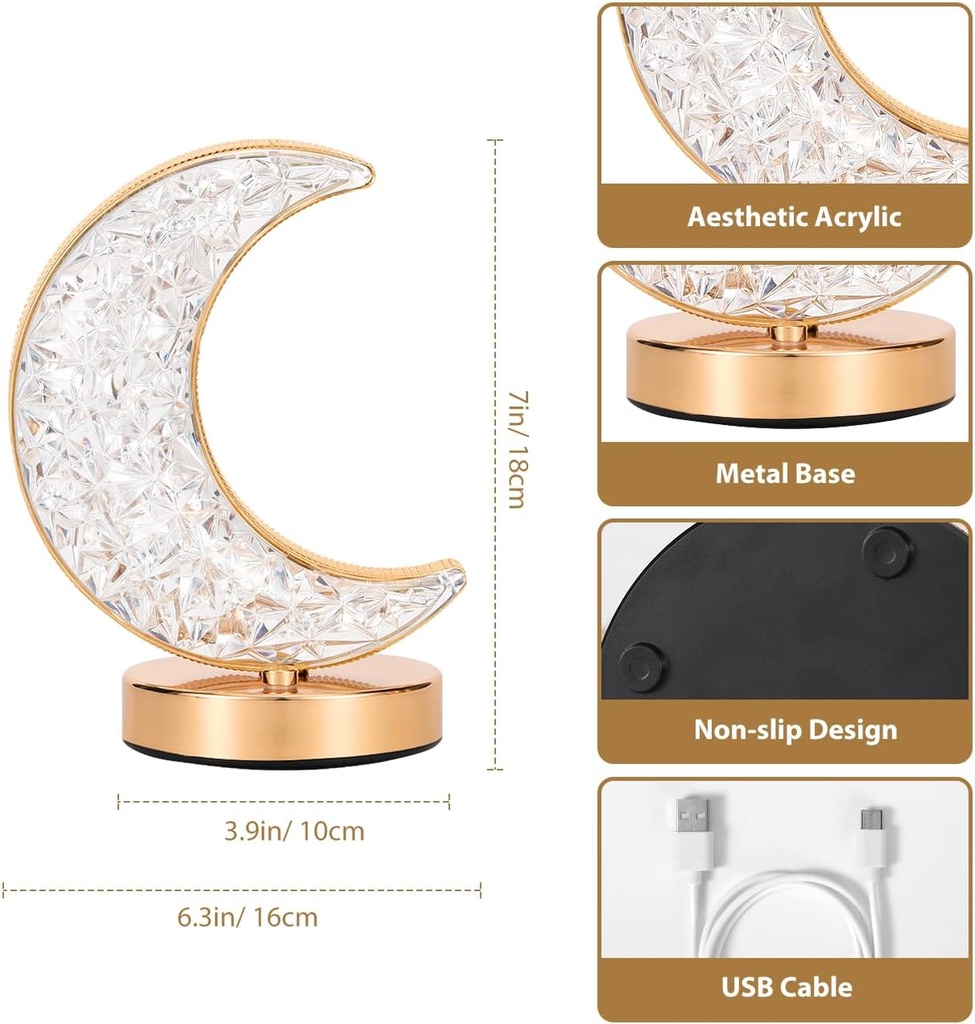 Lampe de Table Rechargeable Moderne – Style Diamant Tactile