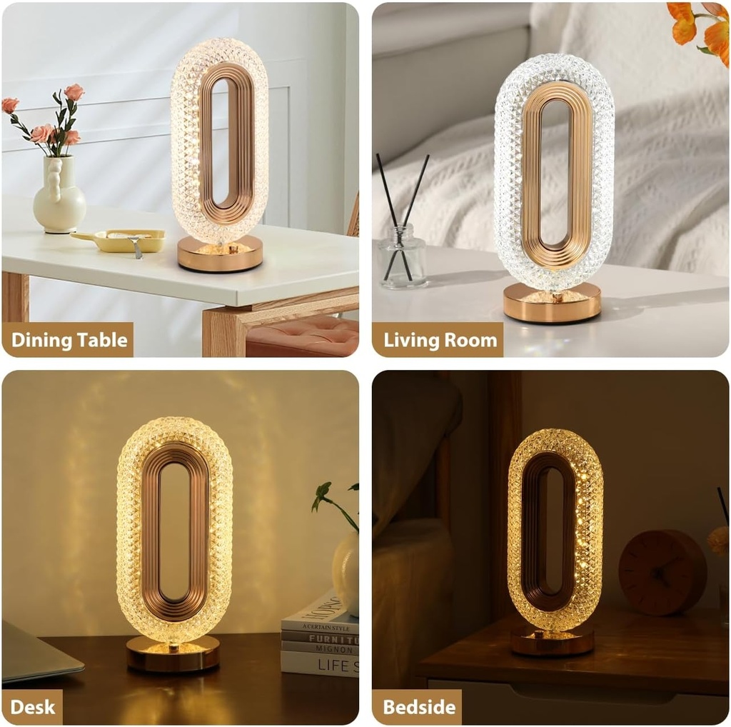 Lampe de Table Rechargeable Ovale Moderne – Style Diamant Tactile