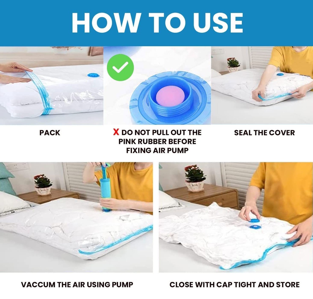 Lot de 7 Sacs de Rangement Sous Vide Avec Pompe