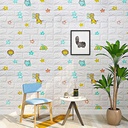 Panneau Mural Adhésif Anti-Humidité 3D 77*70 Cm Animals