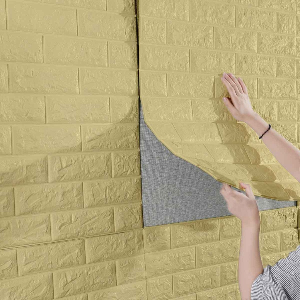 Panneau Mural Adhésive - Anti-Humidité 3D - 77 * 70 cm-Crème
