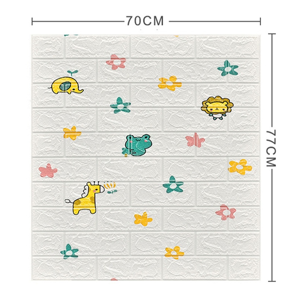 Pack De 10 Panneaux Muraux Adhésifs Anti-Humidité 3D 77*70 Cm Animals