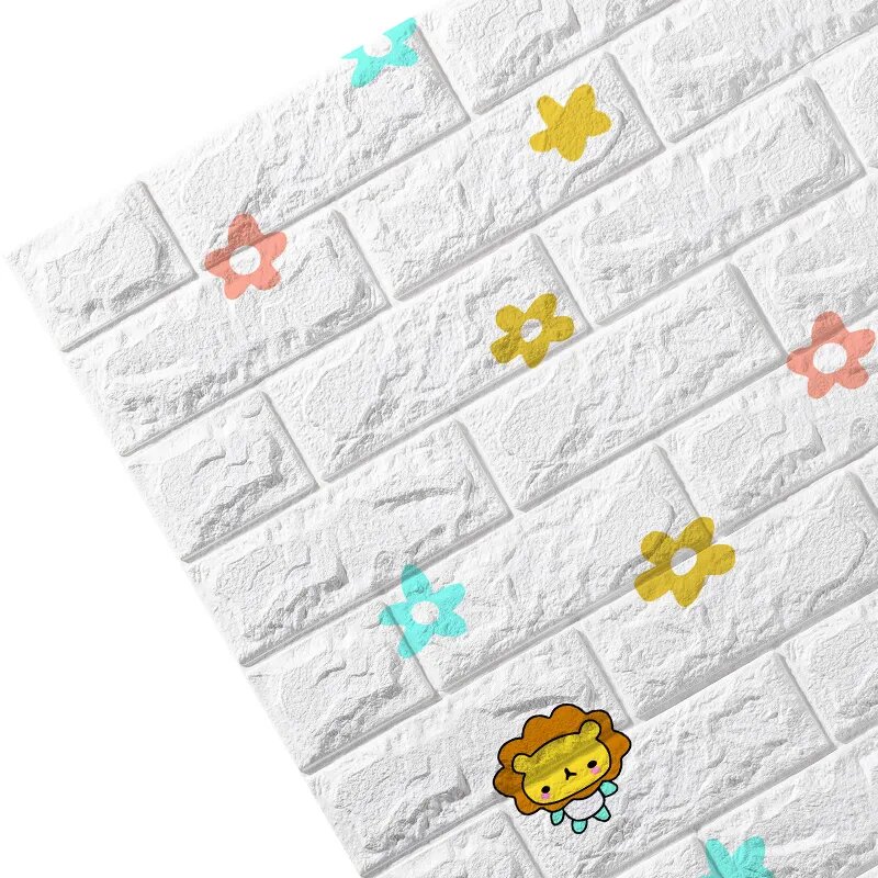 Pack De 10 Panneaux Muraux Adhésifs Anti-Humidité 3D 77*70 Cm Animals