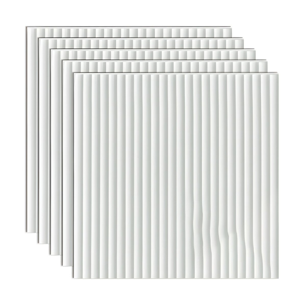 Pack de 10 Panneaux Muraux Adhésifs Blanc Anti-Humidité 3D 70 x 70 cm