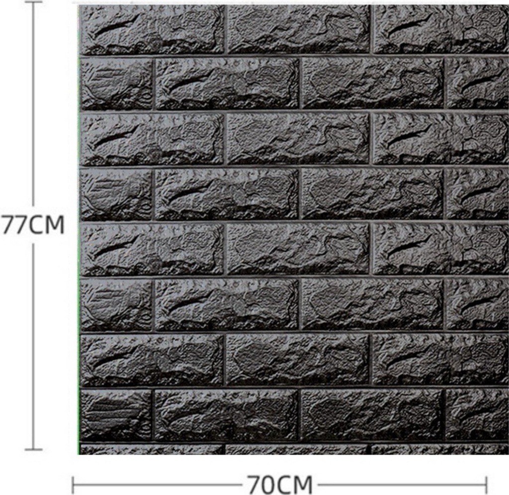 Pack de 10 Panneaux Muraux Adhésifs Noirs Anti-Humidité 3D 77x70 cm