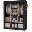 Armoire de Rangement Multifonctionnelle avec Housse en Tissu Noir 170 x 130 x 45 cm 10 Compartiments