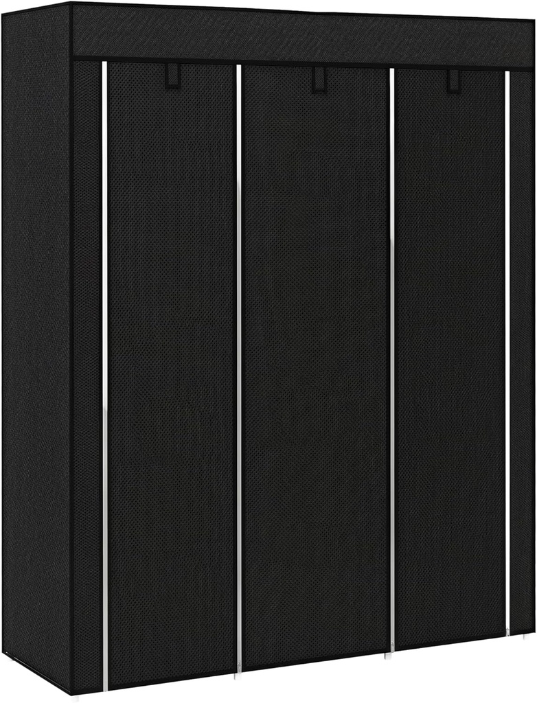 Armoire de Rangement Multifonctionnelle avec Housse en Tissu Noir 170 x 130 x 45 cm 10 Compartiments