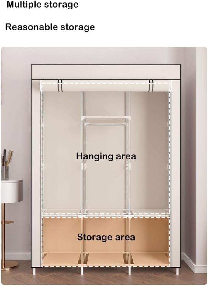 Armoire de Rangement Multifonctionnelle avec Housse en Tissu Noir 170 x 130 x 45 cm 10 Compartiments