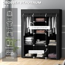 Armoire de Rangement Multifonctionnelle avec Housse en Tissu Noir 170 x 130 x 45 cm 10 Compartiments