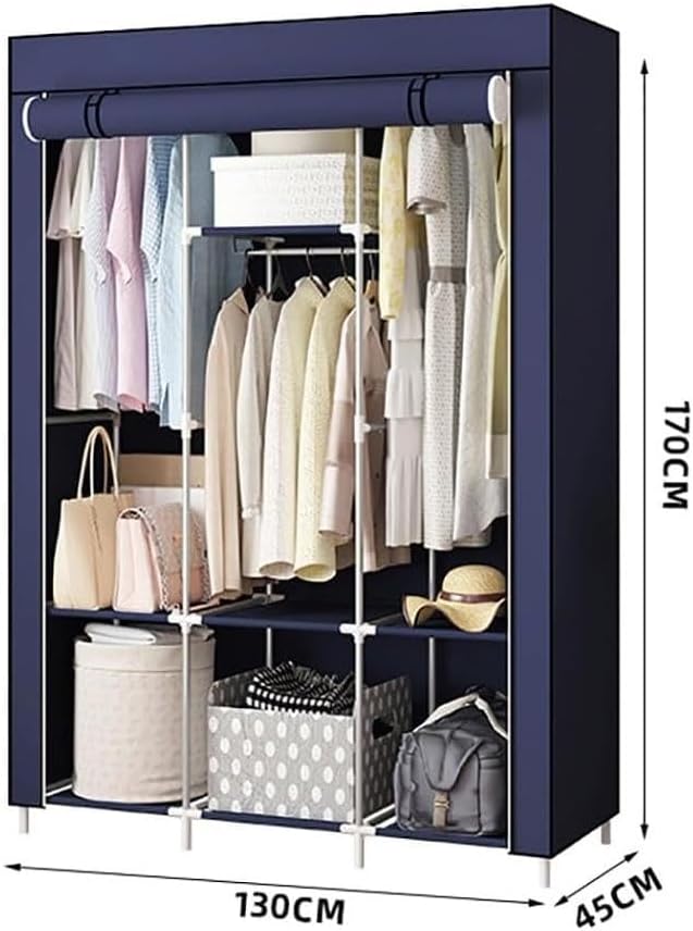 Armoire de Rangement Multifonctionnelle avec Housse en Tissu Bleu  170 x 130 x 45 cm 10 Compartiments