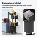 Étagère de Rangement Rotative Multifonctionnelle  En Noir à 5 Niveaux Avec 4 Roues Amovibles