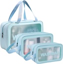 Set de 3 Trousses Bleues De Rangement Cosmétiques Multifonctionnelles Et Étanches 