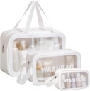Set de 3 Trousses Blanches De Rangement Cosmétiques Multifonctionnelles Et Étanches 