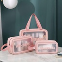 Set de 3 Trousses Roses De Rangement Cosmétiques Multifonctionnelles Et Étanches 