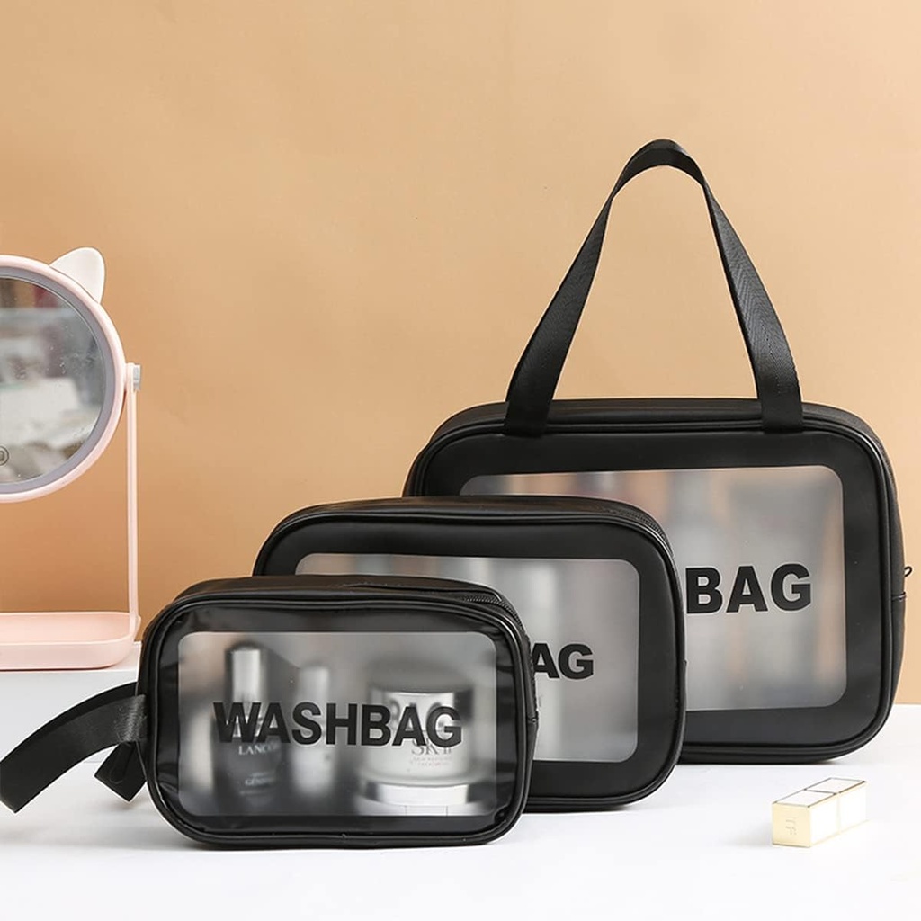 Set de 3 Trousses Noires De Rangement Cosmétiques Multifonctionnelles Et Étanches 