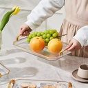 Ensemble de 3 plateaux Rectangulaires Transparent avec poignées dorées