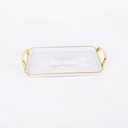 Ensemble de 3 plateaux Rectangulaires Transparent avec poignées dorées