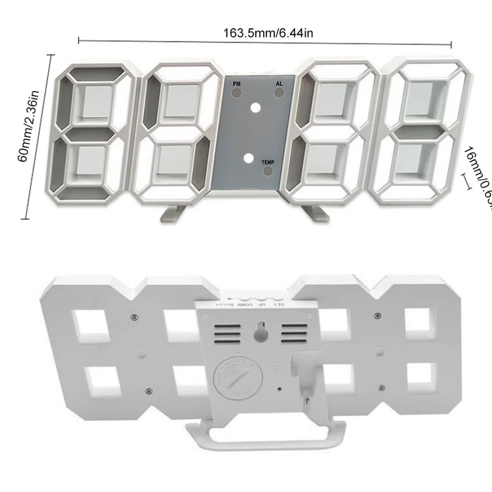 Horloge Digital Led 3D Affichage 24/12 Heures et  Alarme Snooze et Température