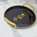 Ensemble de 3 plateaux Rond Noir-Motif 2