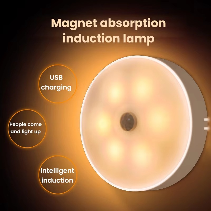 Veilleuse LED Sans Fil avec Détecteur de Mouvement – Lampe Murale Rechargeable USB, Capteur de Lumière et Fixation Magnétique