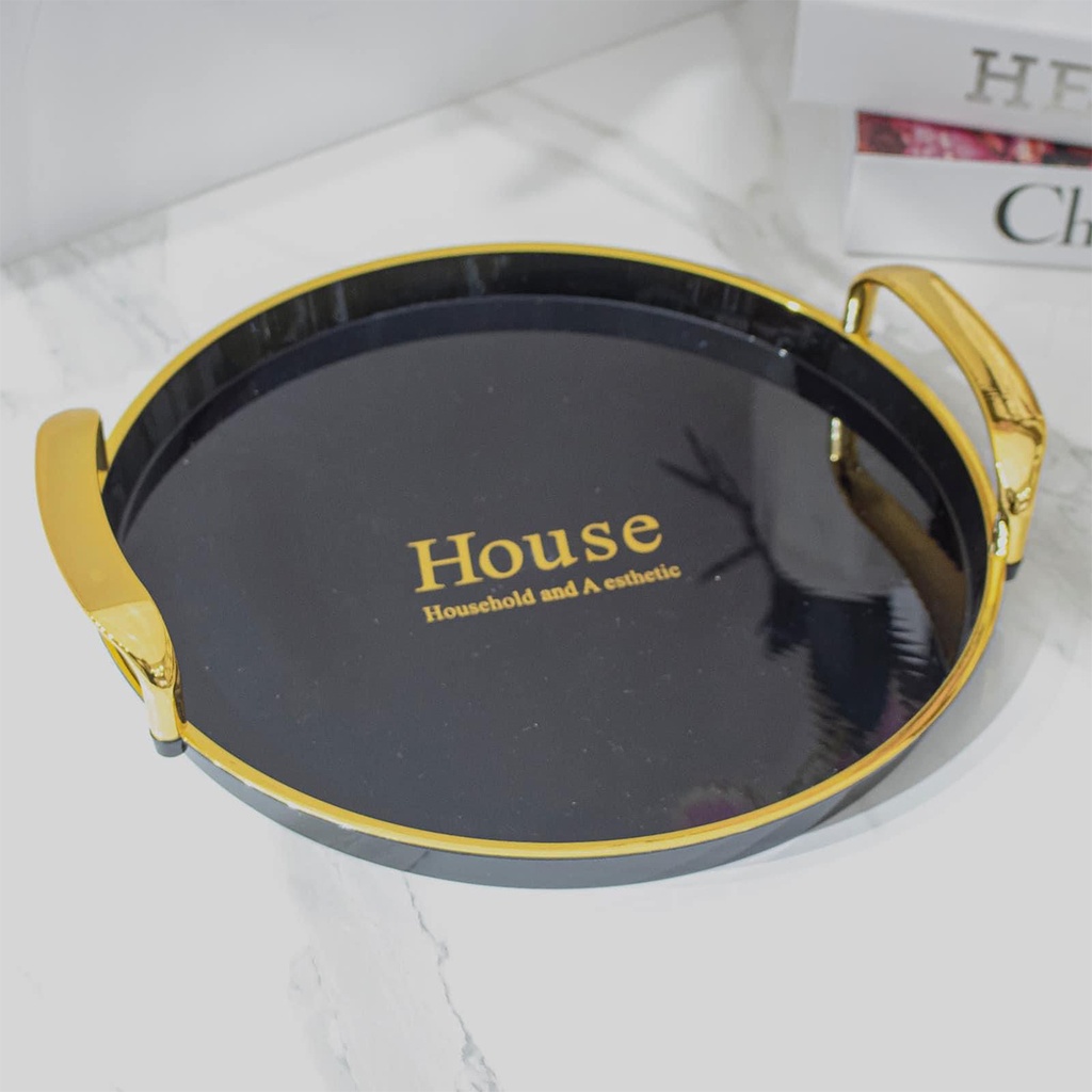 Ensemble de 3 plateaux Rond Noir-Motif 1