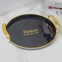 Ensemble de 3 plateaux Rond Noir-Motif 1