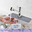 Tapis d'évier de robinet en silicone et porte savon et chiffon 2 en 1-Gris