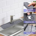 Tapis d'évier de robinet en silicone et porte savon et chiffon 2 en 1-Gris