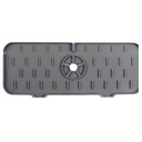 Tapis d'évier de robinet en silicone et porte savon et chiffon 2 en 1-Gris charbon