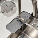 Tapis d'évier de robinet en silicone et porte savon et chiffon 2 en 1-Gris charbon