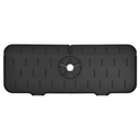 Tapis d'évier de robinet en silicone et porte savon et chiffon 2 en 1-Noir