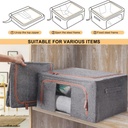 Boîte de Rangement Pliable pour Linge de Maison 24L Modèle 1 – Double Ouverture avec Fenêtre Transparente pour une Organisation Optimisée-Gris