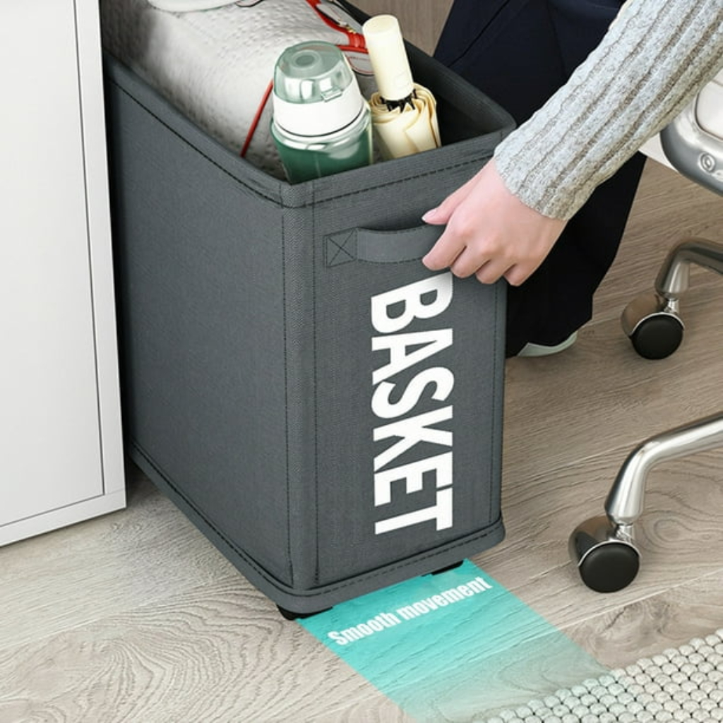 Panier à Linge Et De Rangement Pliable Avec 4 Roues 40 x 20 x 35 cm En Gris 