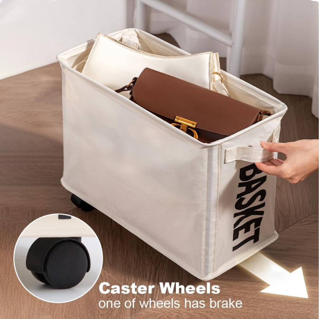 Panier à Linge Et De Rangement Pliable Avec 4 Roues 40 x 20 x 35 cm En Blanc Sale