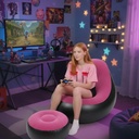 Canapé Gonflable Avec Repose-Pied – Pliable et Portable En Rose  Avec Pompe