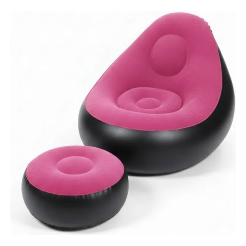 Canapé Gonflable Avec Repose-Pied – Pliable et Portable En Rose  Avec Pompe