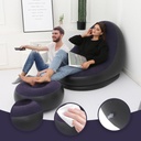 Canapé Gonflable Avec Repose-Pied – Pliable et Portable En Mauve Foncé Avec Pompe