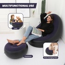 Canapé Gonflable Avec Repose-Pied – Pliable et Portable En Mauve Foncé Avec Pompe