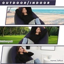 Canapé Gonflable Avec Repose-Pied – Pliable et Portable En Mauve Foncé Avec Pompe