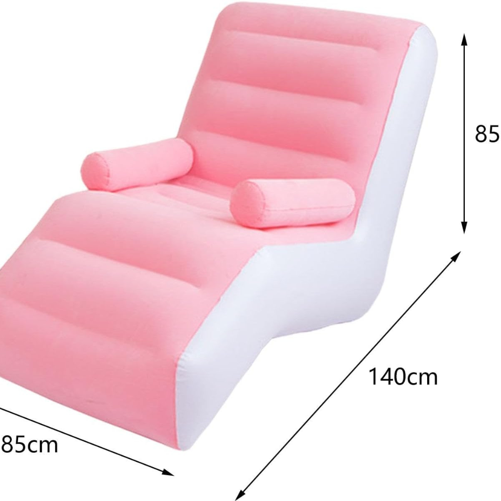 Canapé Gonflable Ergonomique en Forme de S – Portable avec Pompe  – 140×85×80 cm En Rose 